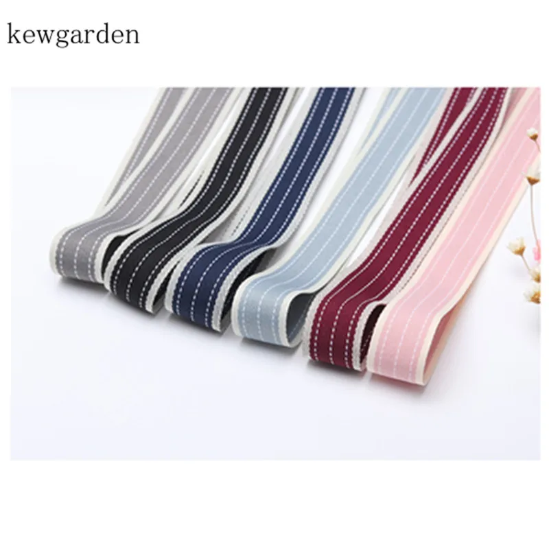 

kewgarden 25mm 2.5cm Stripe Denim Ribbons Handmade Tape Satin Ribbon DIY Bow Cotton Ribbon 8m /lot
