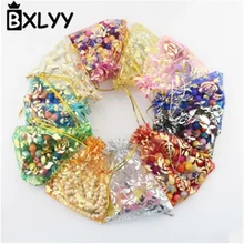 BXLYY 2019 Selling 50pc Wedding Decoration Rose Organza Candy Bag 7 * 9 9 * 12 Christmas Party Supplies New Year Gift Bag. 7z