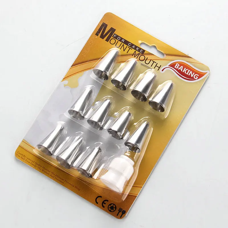 

12pcs Small Size Icing Piping Nozzles Converter Set Stainless Steel Pastry Nozzles Cream Cake Decorating Tips Baking Accessories
