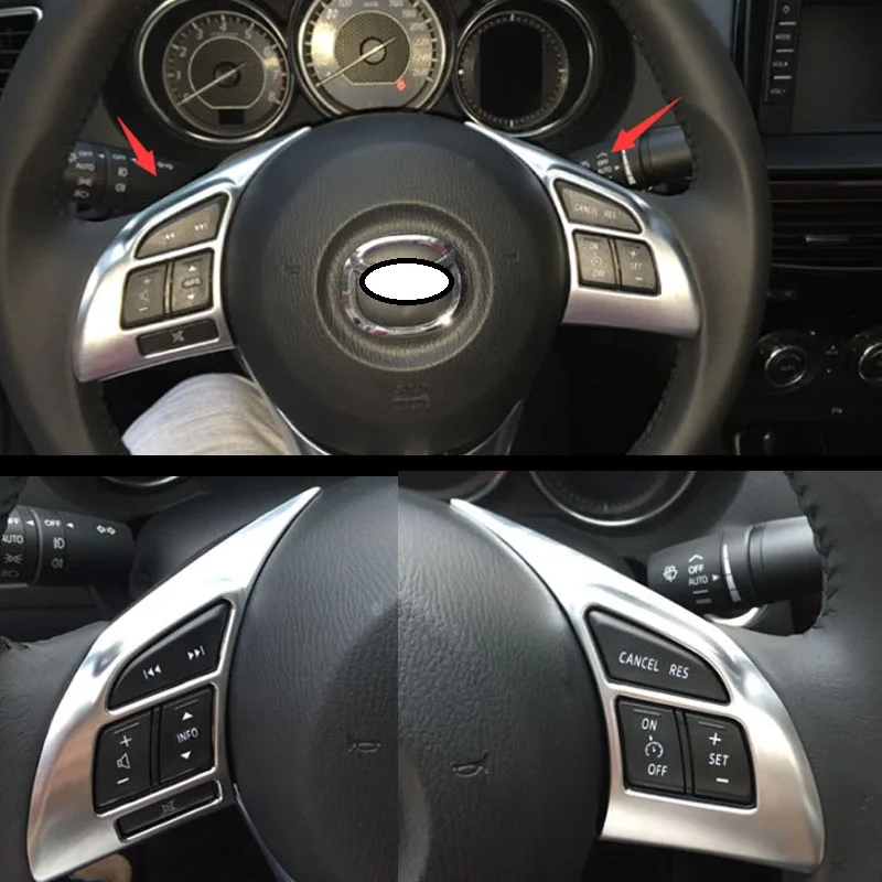 

For Mazda 6 Atenza 2013 2014 2015 2016 ABS Chrome Steering Wheel Panel Cover Trim Car Styling Auto Accessories 2pcs
