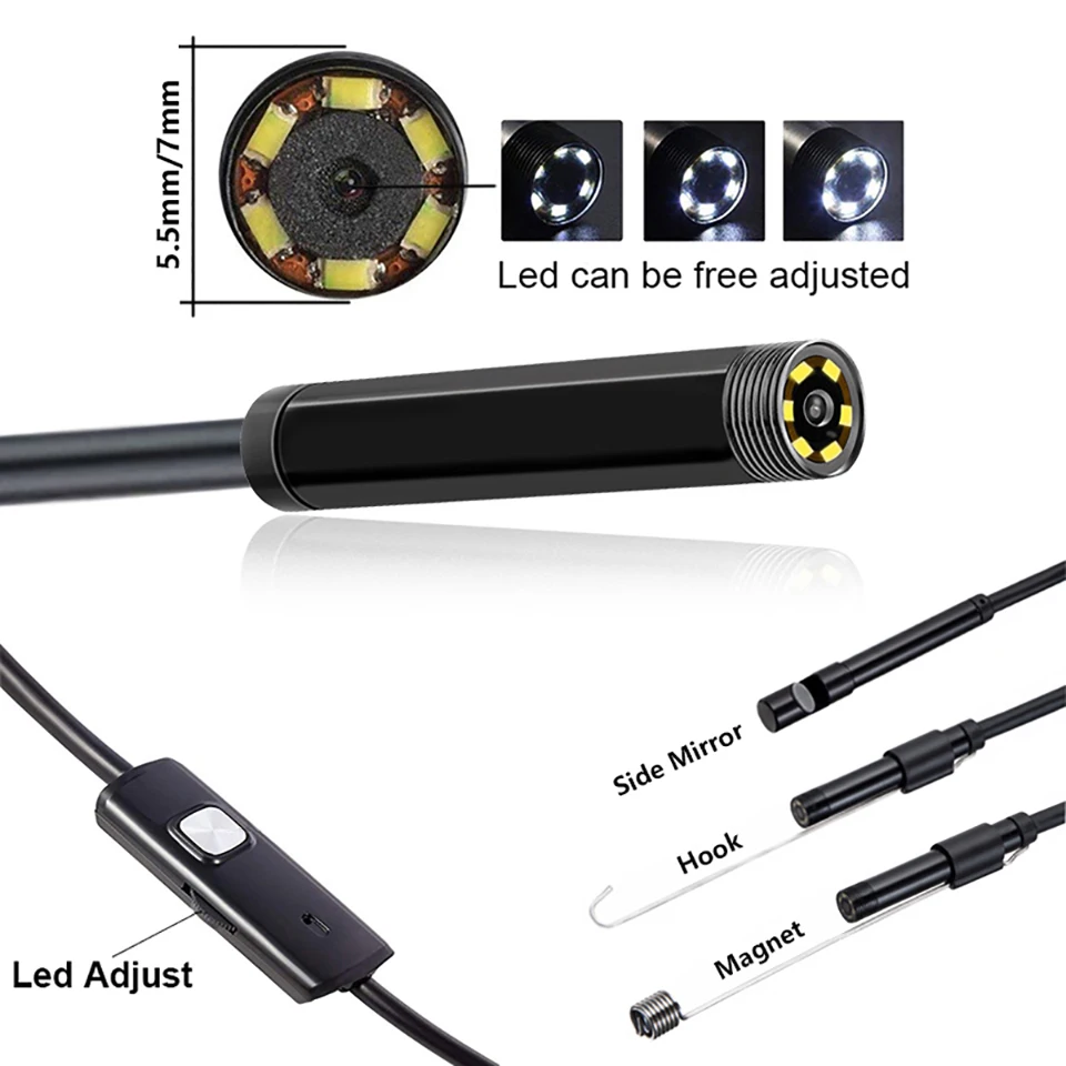 Эндоскопическая камера Antscope 7 мм/5 5 мм USB Android 1 м 3 М для осмотра ПК эндоскопический