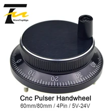 WaveTopSign CNC маховик генератора диаметром 60 мм 80 мм Voltgae Pulse 100 DC5-24V 4 контакта CNC машина ручной импульсный кодер генератор