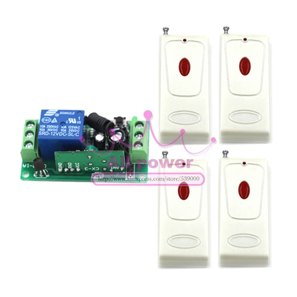 

New 12V 1Channel 1CH Wireless Remote Switch Remote Control Switch wireless on/off Switch 4 Long Distance Controlling Transmitter