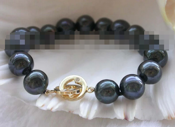 

FREE SHIPPING>>>@@ > 09439 Genuine Natural black Round pearl bracelet
