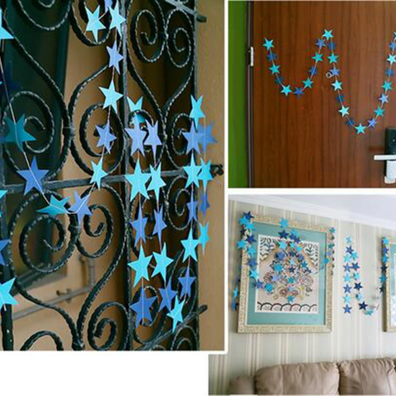 

Individuality Pearl Cardboard Star-shaped Strap Charm Hanging Paper Garland Flora String Wedding Party Festivals Arrange Props