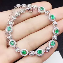 Натуральный изумруд браслет цепочка 0.25ct* шт. 8 шт. драгоценный камень 925 серебро натуральный изумруд# SB18120619