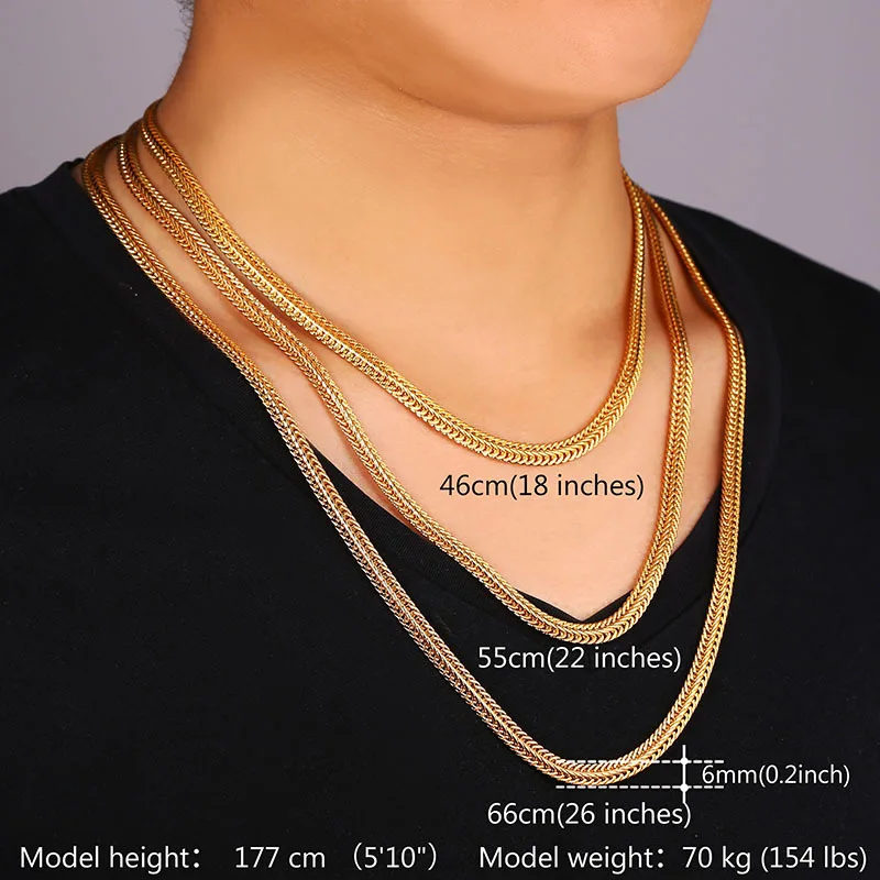 Long Foxtail Chain Necklace 6mm Width 