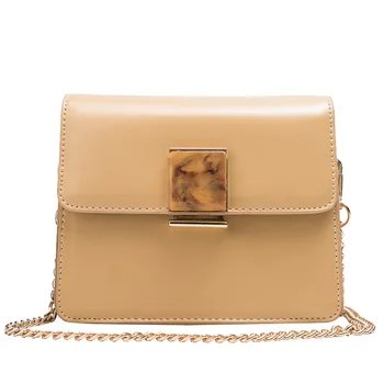 

2019 New Fashion Female Messenger Square Bag High Quality PU Leather Women's Designer Handbag Lock Chain Shoulder Bags