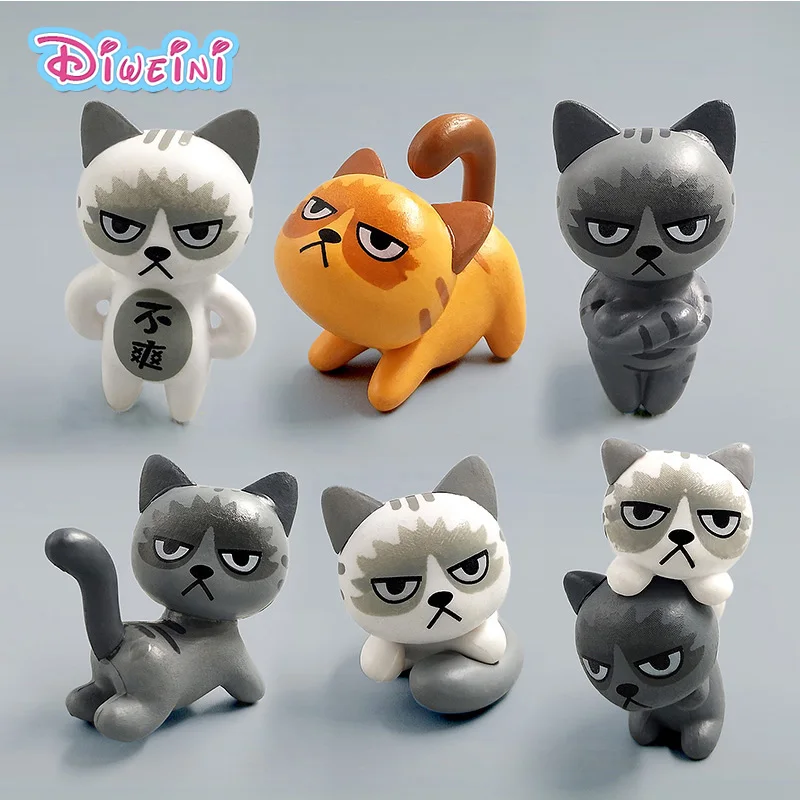 

Unhappy cats bonsai fairy garden miniature model cartoon Animal Girl Boy toys Figurine baby gift home decoration PVC craft