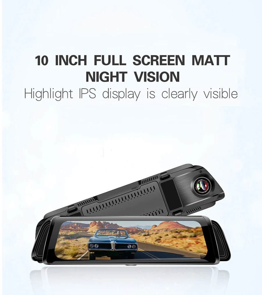 Потоковое медиа зеркало Автомобильный видеорегистратор камера 10 дюймов ips сенсорный экран Full HD 1080P ночное видение панорама заднего вида видео
