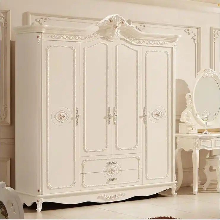 four door wardrobe modern European whole wardrobe French bedroom