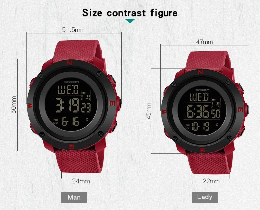 Sanda пары электронные часы 2019 Горячие Новые водонепроницаемые спортивные цифровые часы Досуг Мода светящийся дисплей Молодежные часы