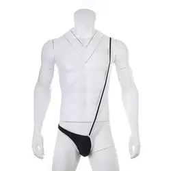 Для мужчин s экзотические одно плечо сексуальные Borat Mankini стринги цельный стринги для геев Мужское нижнее белье Сексуальное белье Черный