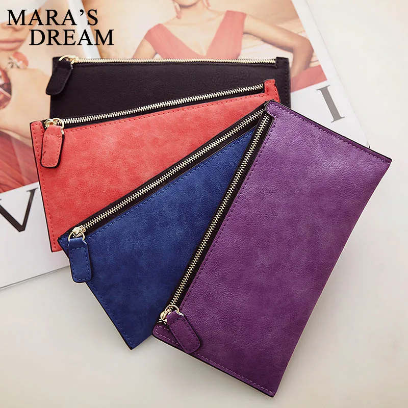 Mara's Dream женский кошелек, Дамский кошелек, длинные сумки для денег, простое стильное портмоне для монет, кожаные тонкие кошельки, Женский держатель для карт, Одноцветный