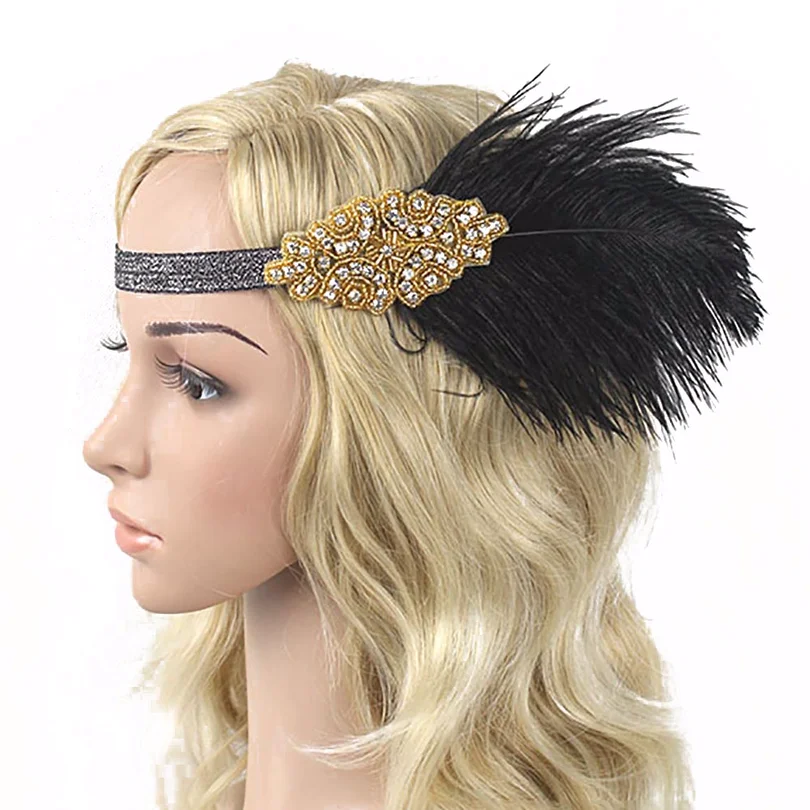 1920s Feather Headband Flapper Girl Costume Great Gatsby Flapper