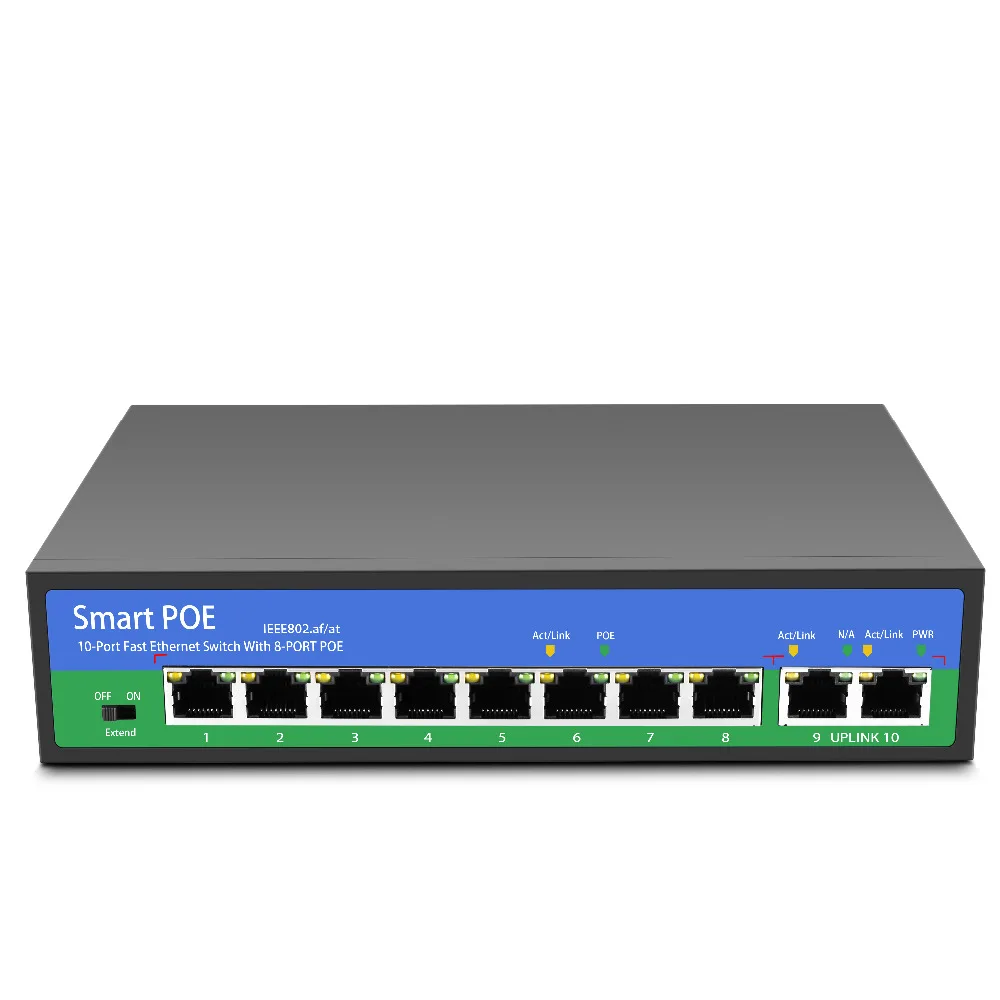 YiiSPO 10/100 Мбит/с POE коммутатор 8 + 2 порта 6 портов стандартный 48 В выход IEEE802.3AT/IEEE802.3AF