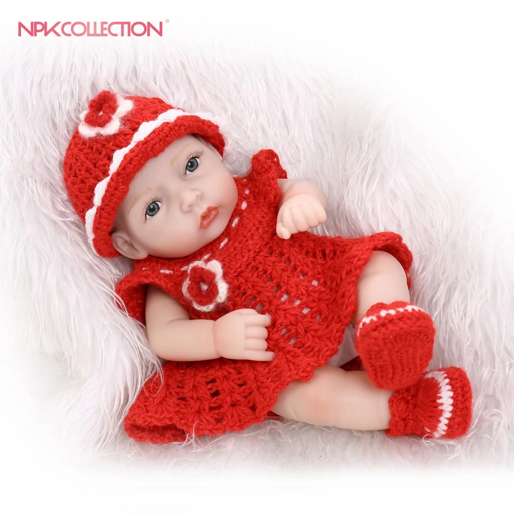 NPK 10-дюймовая Милая миниатюрная Кукла Reborn Baby Boy Реалистичная полностью виниловая