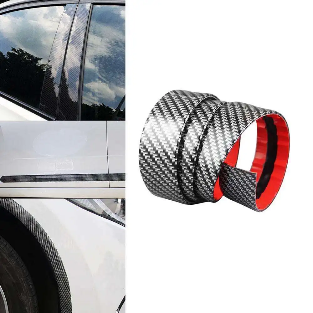 3cm 5cm 7cm 10cm Carbon Fiber Rubber Soft Bumper Strip DIY Door Sill Protector Edge Guard Car Stickers Car Styling Accessories