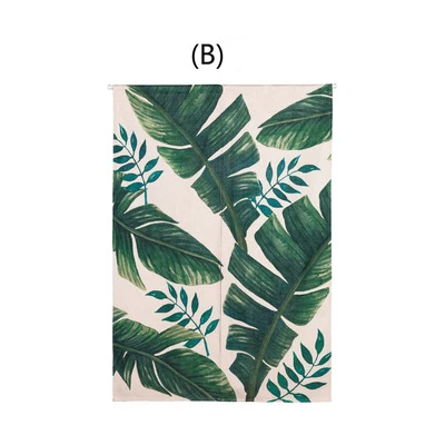 Новое белье Норен японский стиль двери шторы зеленый лист тропической пальмы Telopea monstera печатных гобелен 85x120 см/85x90 см - Цвет: B