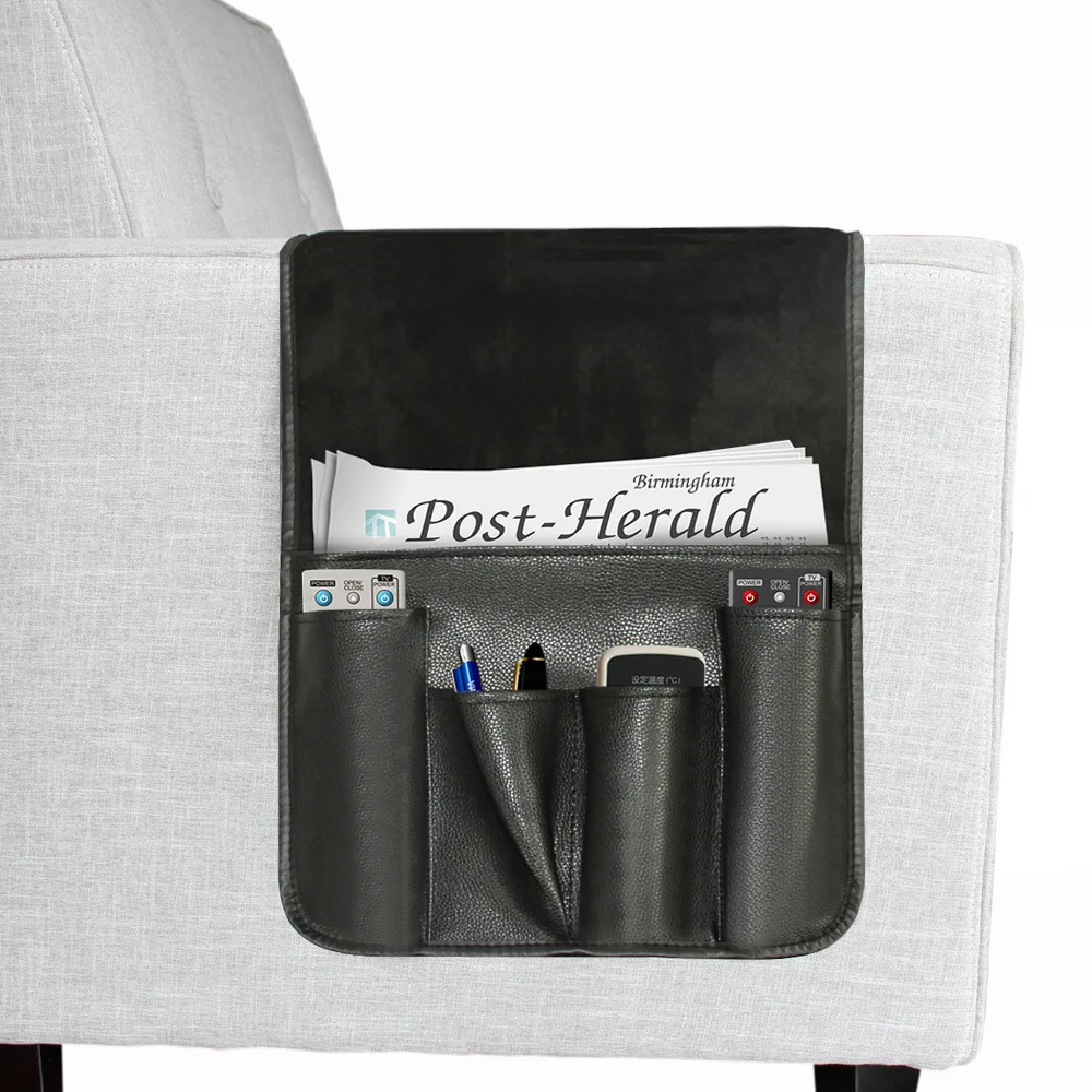

Anti Slip Sofa Chair Arm Rest 5 Pocket Organizer Couch Remote Control Storage Bag Magazine Sundries Storage Bags