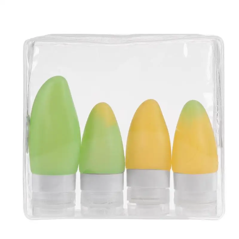 

4psc 48ml 78ml Empty Silicone Travel Packing Press Bottle For Lotion Shampoo Bath Small Sample Containers Cute Fruit Shape