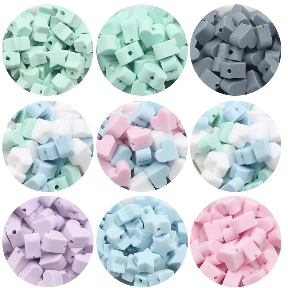 

20PC Food Grade Silicone Beads Teething Teether Accessories mini Pearl Silicone Teether Star Teething Making Pacifier Dummy