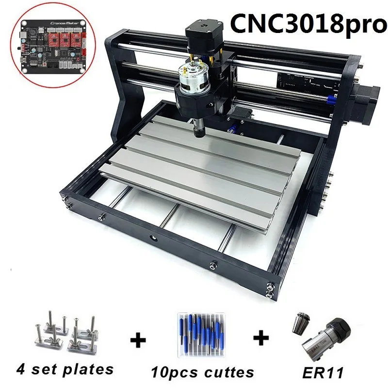 CNC 3018 PRO лазерное гравированное дерево фрезерный станок с ЧПУ GRBL ER11 Хобби DIY гравировальный станок для дерева PCB ПВХ Мини CNC3018 гравировальный станок - Цвет: Standard with ER11