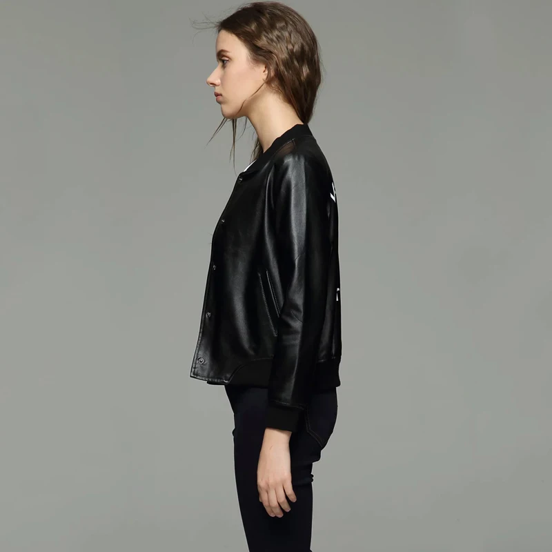 Женская куртка бомбер TMODA284 повседневная короткая из искусственной кожи женская