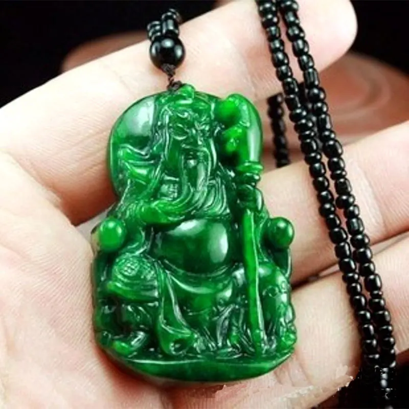 

Wholesales 2pcs beautiful Hand-carved Chinese Green Jade Pendant - Buddha Lucky Amulet Necklace