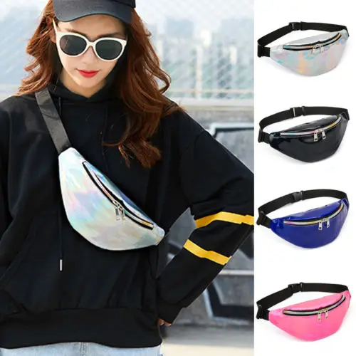 

Women Girl Fashion Glitter Waist Fanny Pack Bum Belt Bag Pouch Travel Hip Purse Wallet Travel Organizer Container Bags Case