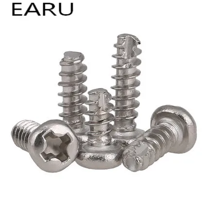 

304 Stainless Steel Round Head Cut Tail Self-tapping Phillips Cross Wood Screw Bolt PT Slotted M2.3*5/6/8/10/12 Wholesale