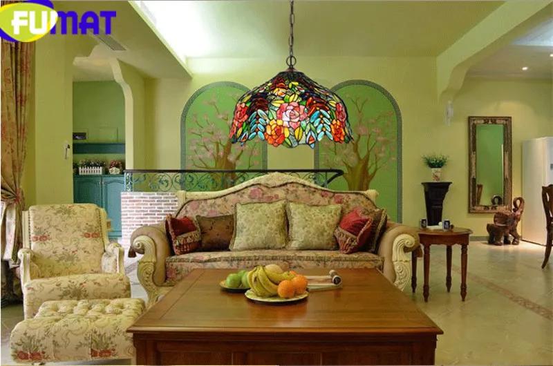 Rose Stained Glass Pendant Lamp8