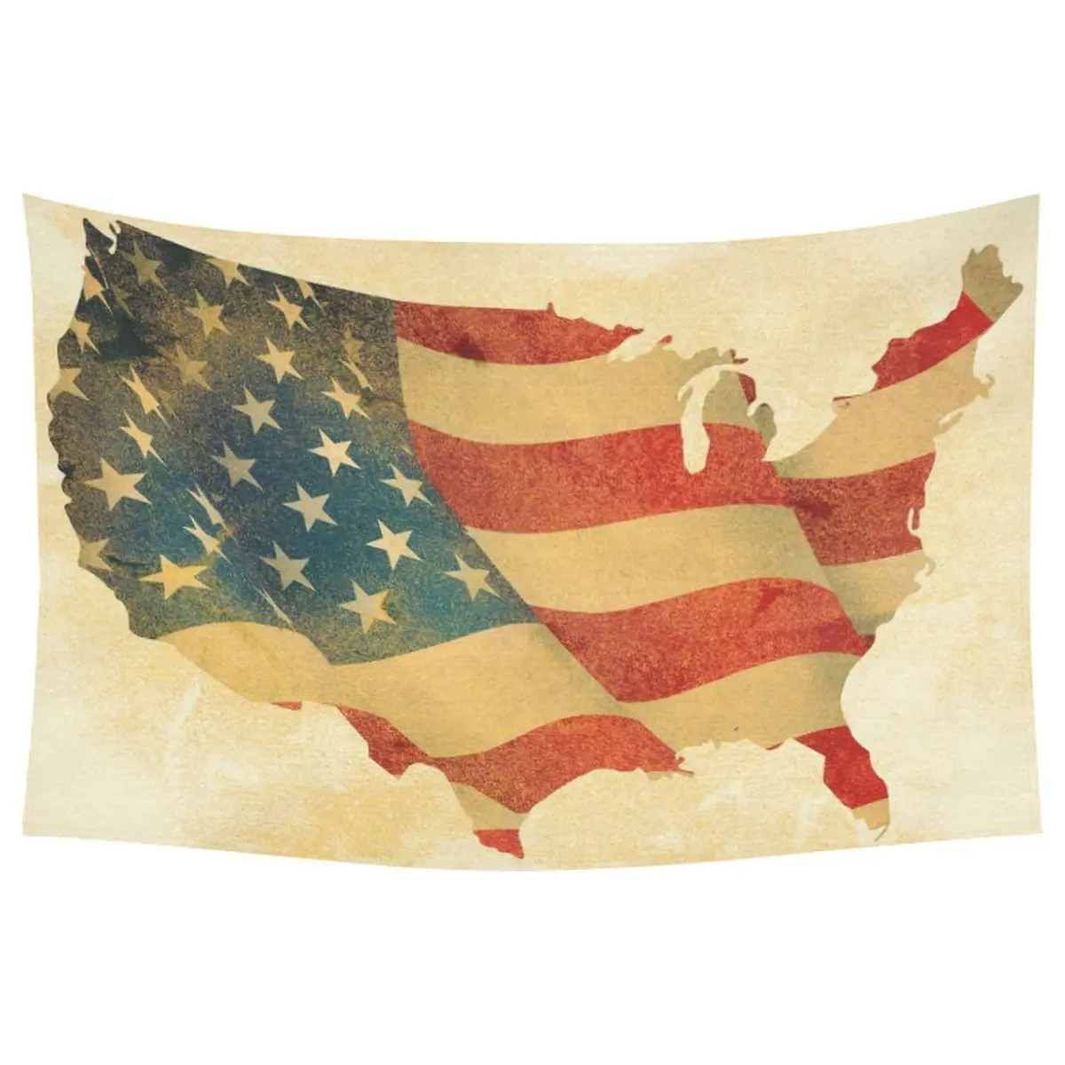 Vintage Grunge Usa Map Home Decor Wall Art, American Flag Tapestry Wall