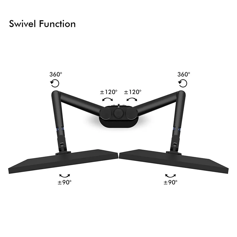 Двойная настольная подставка для монитора, крепление для телевизора с полным движением для 17-32 дюймовых 2 экранов, алюминиевый вращающийся на 360 держатель для монитора