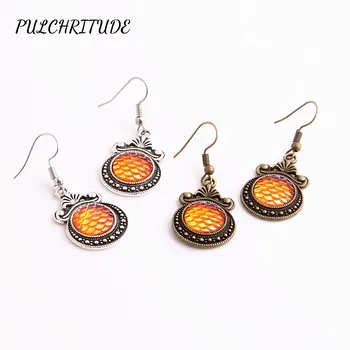 

PULCHRITUDE Metal Alloy 12pcs Fit Round 12mm Cabochon Base Earring Back Pendant Colorful Fish Scale Cameo Diy Jewelry Make C1497