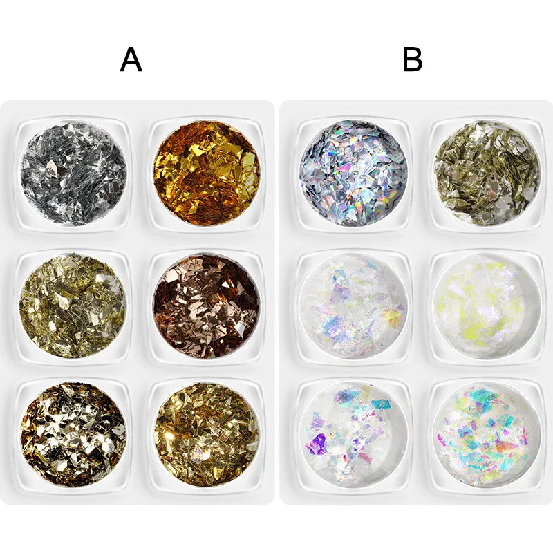 

6 Box DIY Nail Art Decoration Paillette Flake Chip Foil Acrylic Gel Polish Tips Sticker Decal @ME88