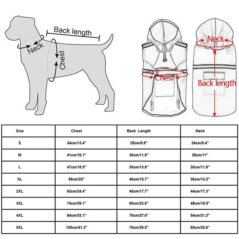 Дождевик для собак, водонепроницаемая куртка для собак, светоотражающий дождевик для собак, одежда для маленьких, средних и больших собак, S-5XL из лабрадора, 5 цветов
