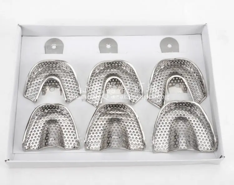 6pcs/box Dental Impression Stainless Steel Autoclavable Denture