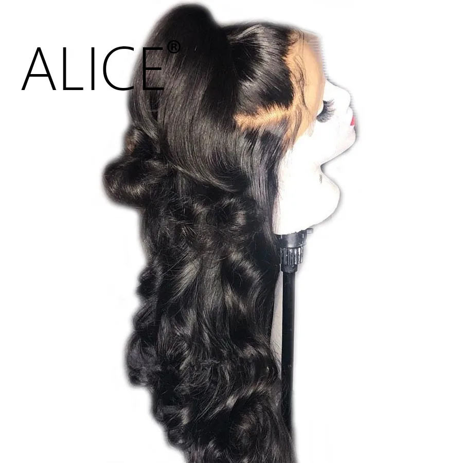 Алиса 250% Плотность Полное Кружева натуральные волосы парики с ребенка волосы бразильских Реми предварительно сорвал парик для Для женщин отбеленные узлы