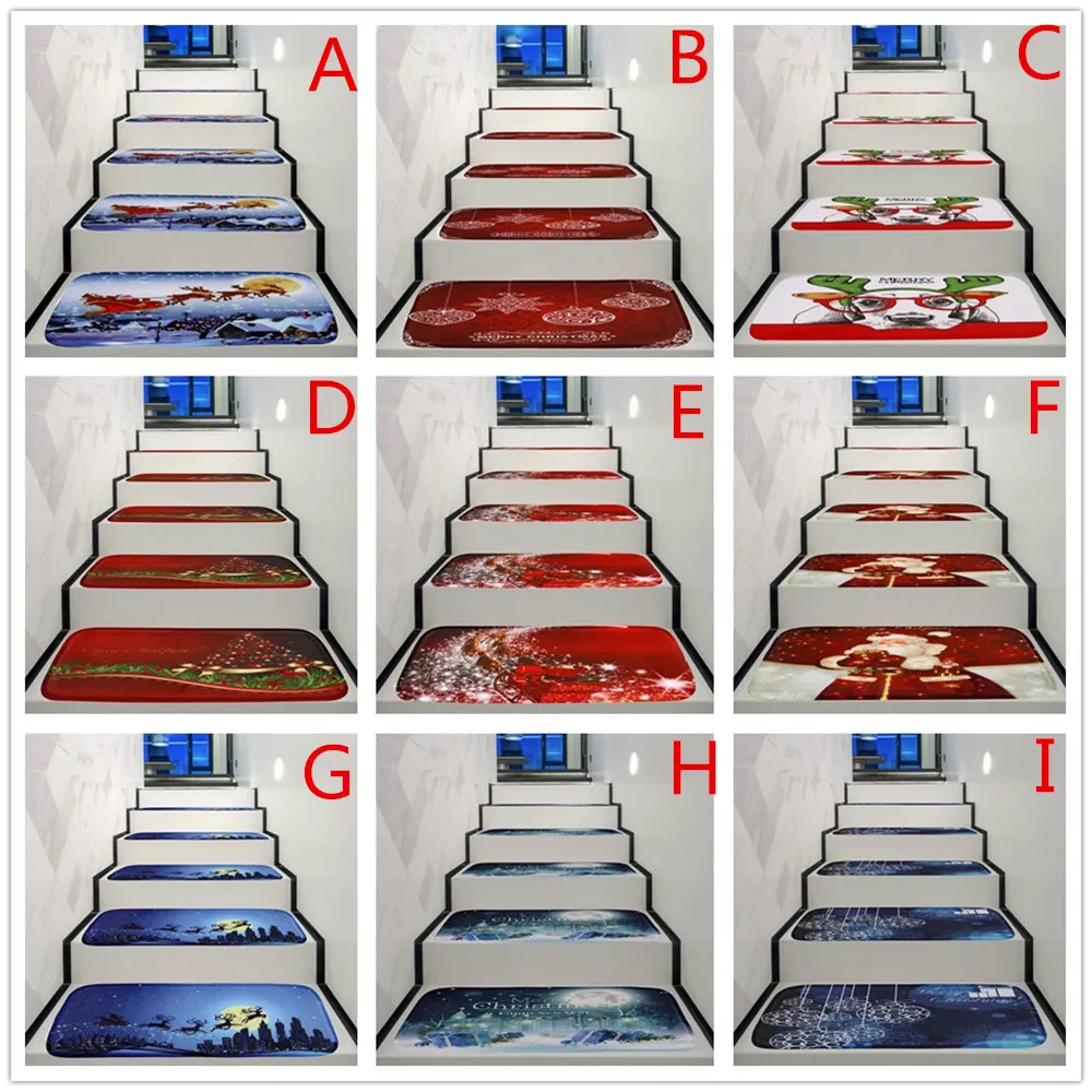 20x70 см Рождественское украшение 5 шт./компл. шаговый коврик нескользящий коралловый флисовый стойкий ковер для лестницы коралловый флис Рождественский коврик#25