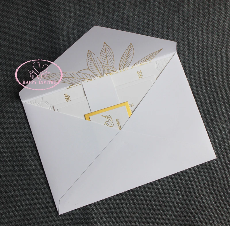 HI1134 - 16 Top Grade  Customized Elegant White Invitation CARD made of 1800 GSM Cotton Paper with  Letterpress