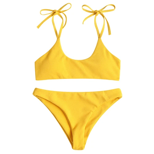 KANCOOLD Женская одежда, сексуальный Одноцветный купальник, Женский Летний Пляжный Купальник с открытыми плечами и открытой спиной, Раздельный купальник для девочек - Цвет: YE