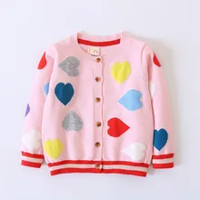 New 2018 Spring Baby Sweaters Kids Clothes Children Cotton Knitted Sweater Coat Baby Girls Cute Love Heart Sweater Cardigan