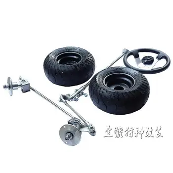 

168CC GO KART KARTING ATV Front Steering Gear Rack Universal Joint Tie Rods Steering Wheel With 6 Inch Wheel Tires Tyres