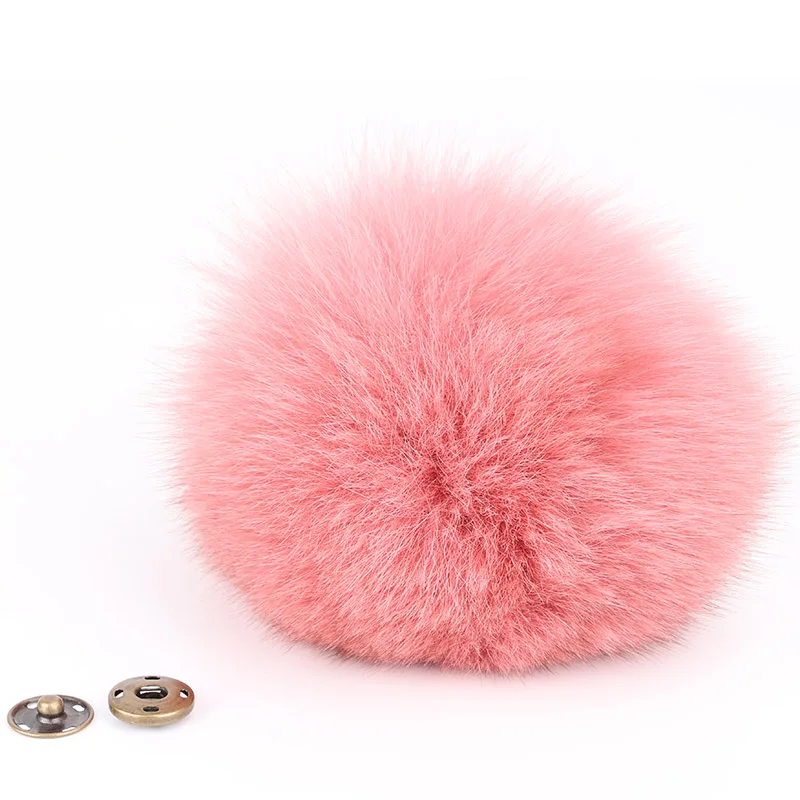 Зимняя меховая шапка из лисьего меха, теплые черепа, Съемный натуральный мех, помпон, сплошной цвет, модные женские аксессуары для девочек, кожаная сумка-бини - Цвет: Dark Pink