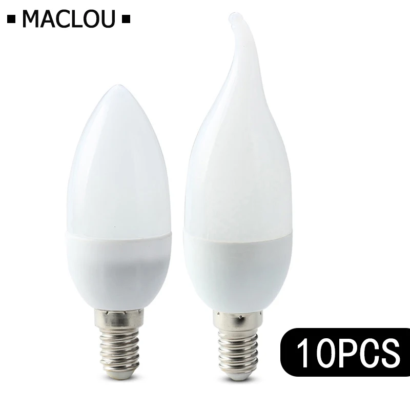 

10Pcs/Lot E14 LED Candle Bulb Light 220V 3W Energy Saving Lamp Decoration Lighting LED Bulbs for Chandelier