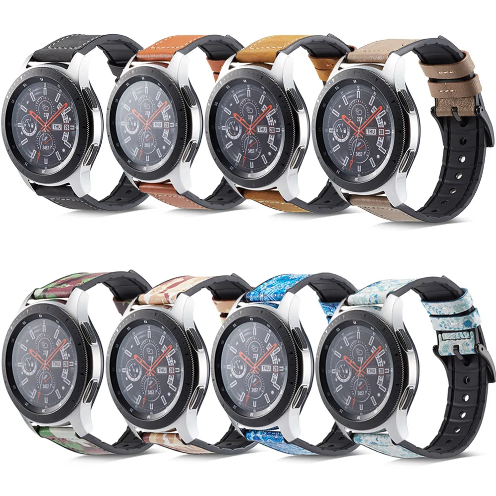 22 мм Универсальный ремешок для Samsung Gear S3/Galaxy Watch 3 45 мм/46 часов Силиконовый + кожаный
