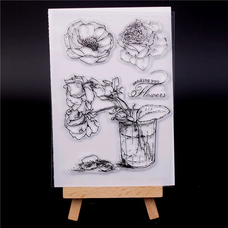 

FLOWER Transparent Clear Silicone Stamp/Seal for DIY scrapbooking/photo album Decorative clear stamps