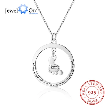 

Feet Shape Round Hollow Personalized Name Necklace With Birthstone 925 Sterling Silver Necklaces & Pendants (JewelOra NE102375)