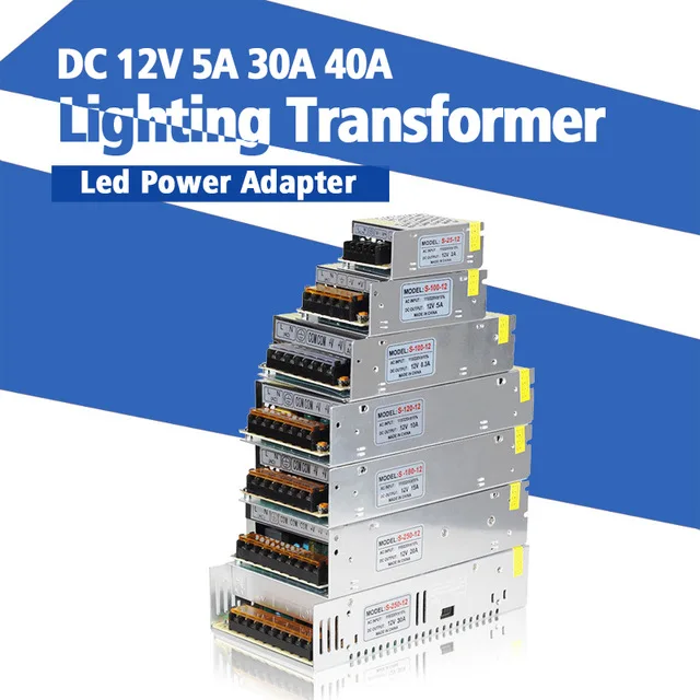 

Switching Power Supply AC100-265V to DC12V LED Power Adapter 1A 2A 3A 5A 8.5A 10A 15A 20A 30A 40A Lighting Transformer